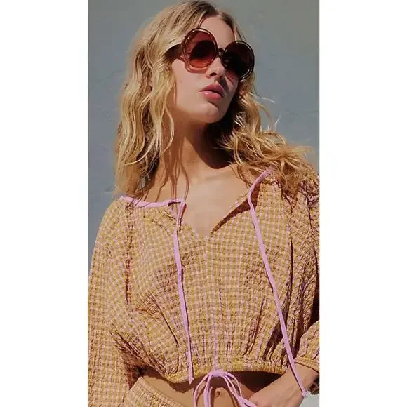 NEW Free People Wavy Baby Brown Oversized Round Retro Statement Sunglasses - Picture 3 of 10